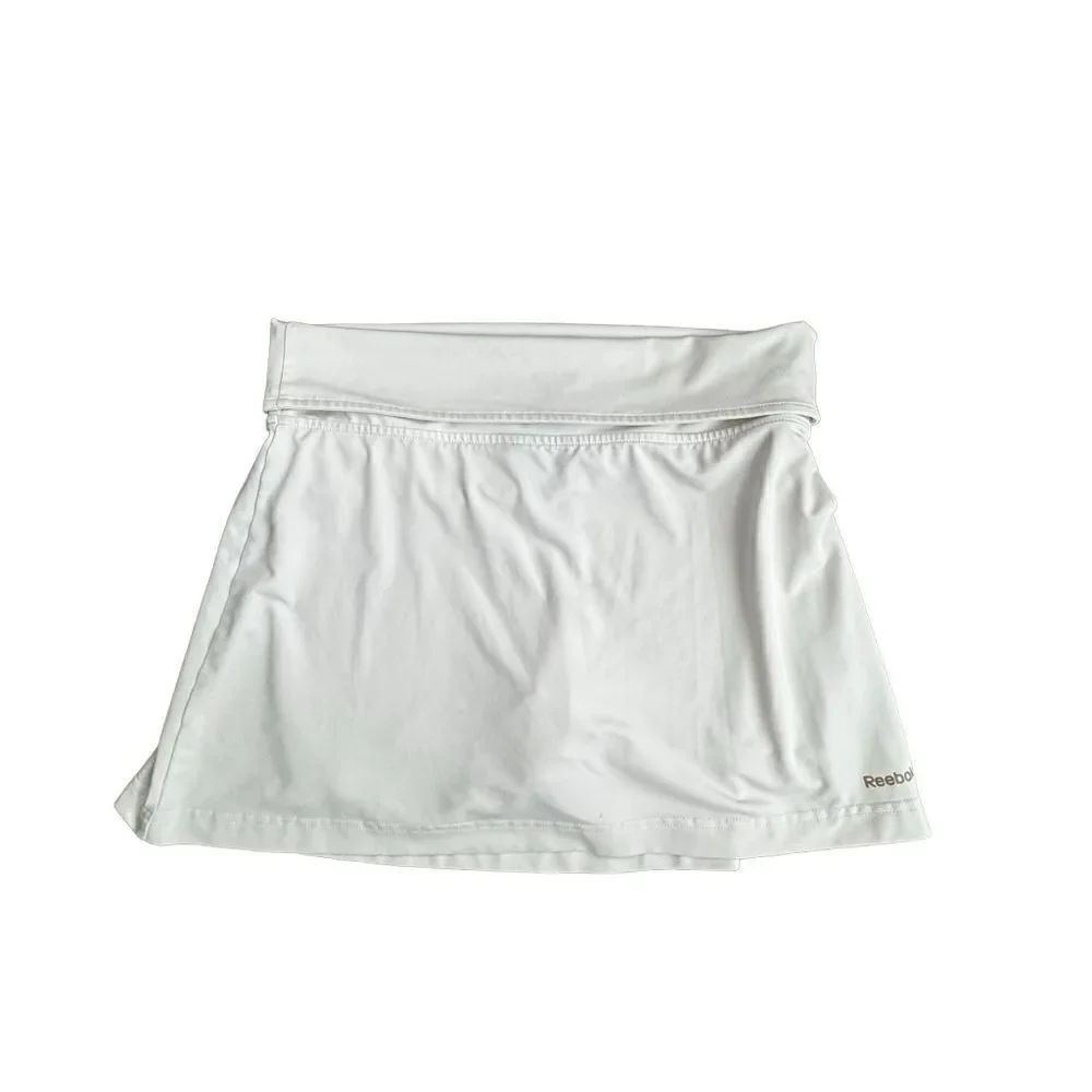 Reebok Play Dry Athletic Skort White High Waist Running Tennis Golf SZ S